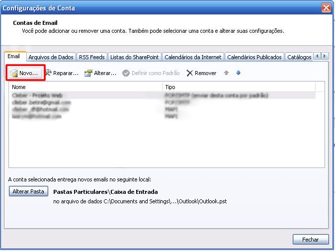 Tutoriais - Configurar conta no Microsoft Outlook 2007